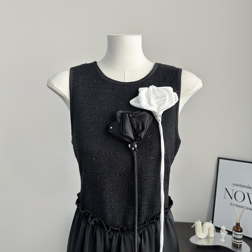 Black And White Three-Dimensional Flower Accessories Clothing Corsage Collar Brooch Dress Diy Accessories Jewelry