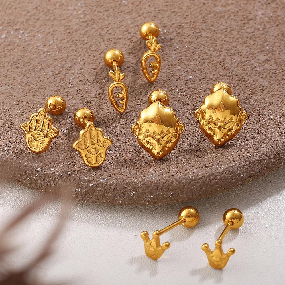 Stylish cute exquisite wind irregular shape stud earrings stainless steel gold plated variety earrings women