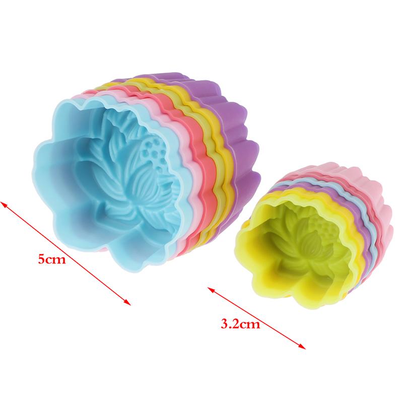 5Pcs 3/5Cm Lotus Silicone Mold Cake Muffin Baking Nonstick Reusable Molds