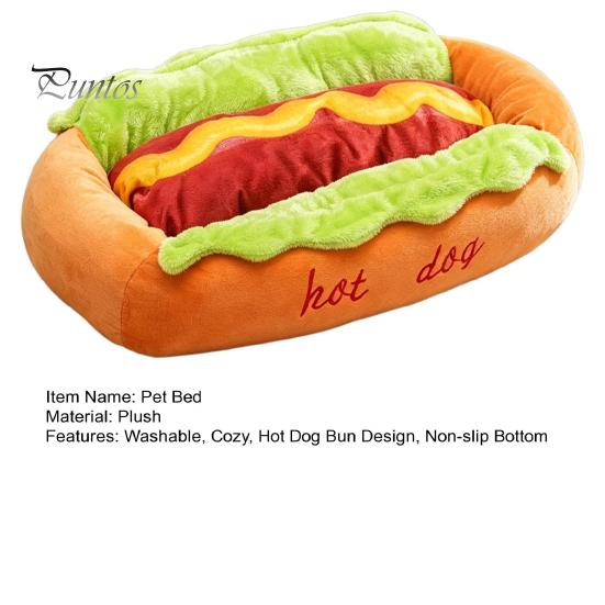 Cama Pequeña para Animales para Regalo de Cumpleaños Cama Hot Dog, Adorable Acogedora para Acurrucarse Almohadilla Extraíble Lavable, Divertido Cómodo Felpa Mascota Alfombrilla Pan Perros Gatos Suave Sofá Nido