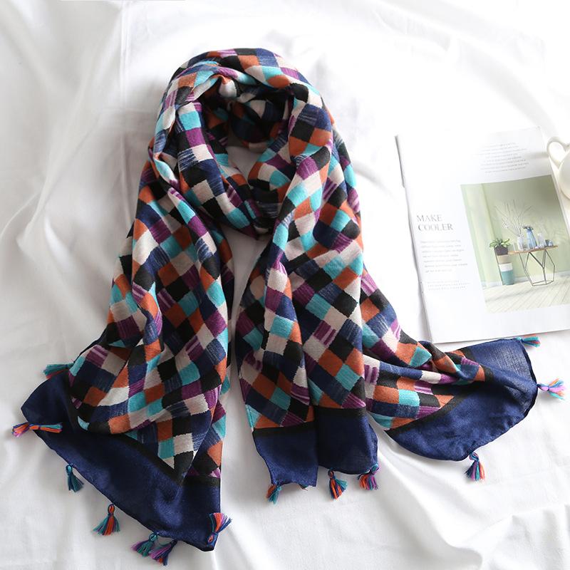 Women Fashion Leopard Patchwork Fringe Viscose Shawl Scarf Lady High Quality Wrap Pashmina Stole Bufandas Muslim Hijab 180*90Cm