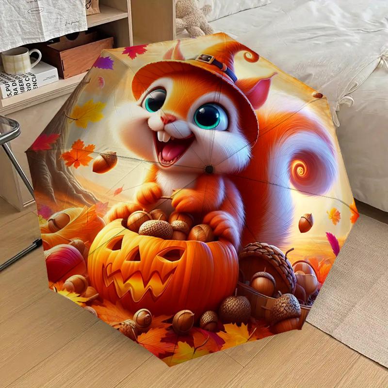 1pc Halloween Squirrel Automatic Open/Close Umbrella, Folding Compact Umbrella with Lightweight Design for Women/Men Yy251028248