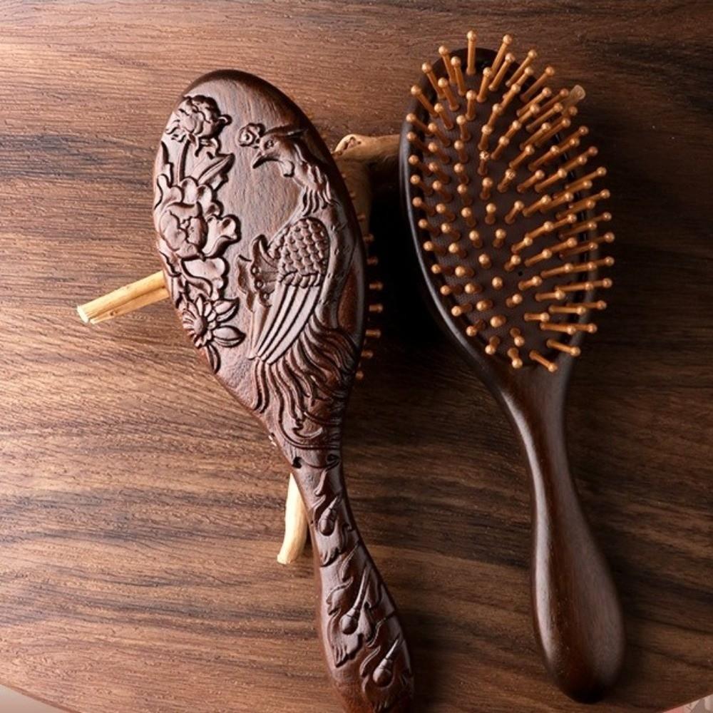 Wooden Sandalwood Comb Hand Carved Scalp Massage Brush New Air Cushion Comb