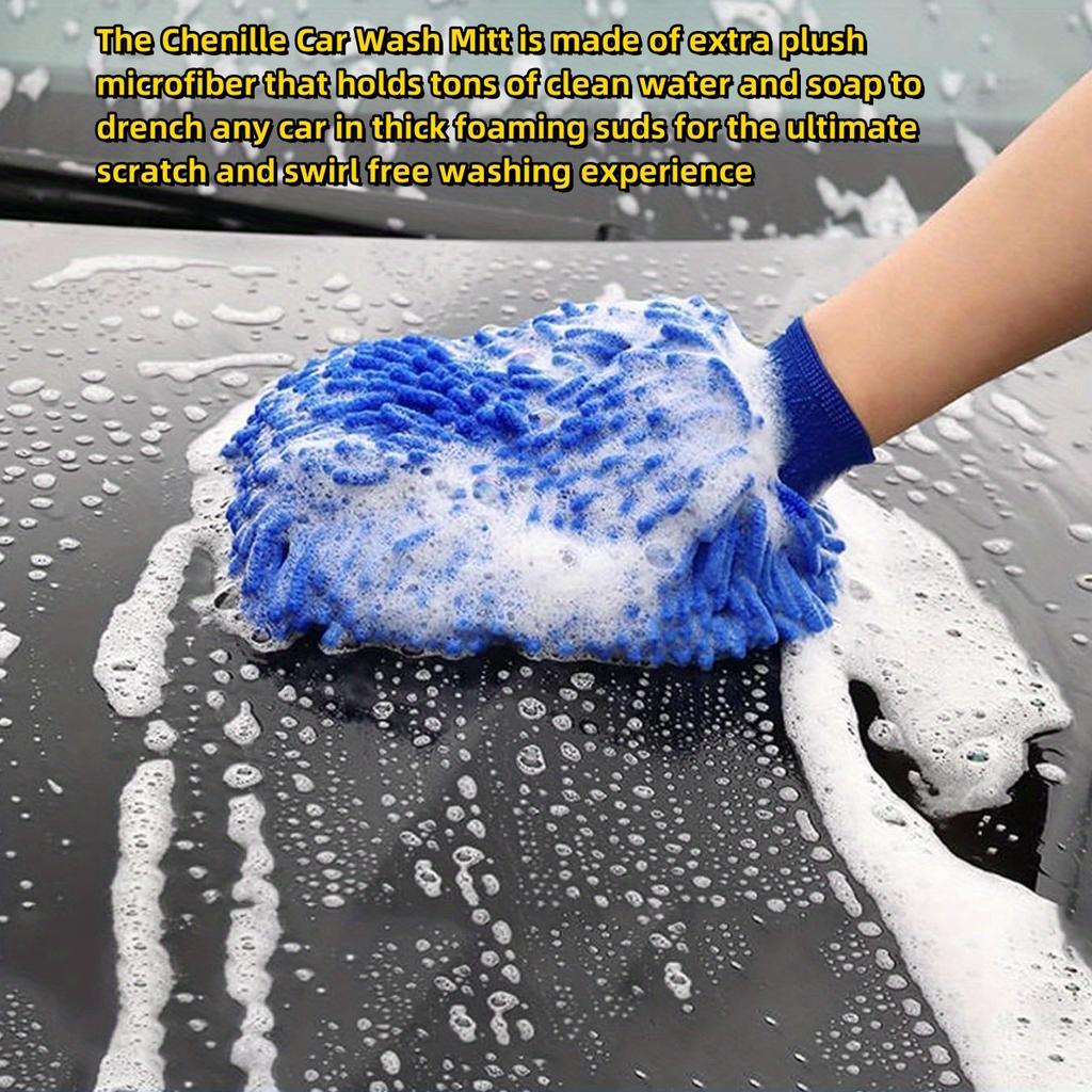 2pcs Set of Car Wash Ultra-Fine Fiber Gloves, High-Quality Ultra-Fine Fiber Washing Gloves for Car Wash Brush Without Battery