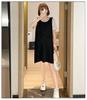 Women's Plus Size Two-Piece Style Color Block T-Shirt Dress with Tummy Coverage - Casual Summer Midi Skirt