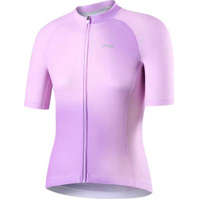 Li Ning Breathable Quick-Dry Sun Protection Short Sleeve Cycling Jersey Women Jersey Pink Purple LCTY072-4