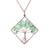 Hand-Wrapped Square Tree Of Life Necklace Natural Irregular Gravel Crystal Necklace N09