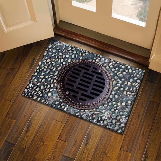 3D Optical Illusion Rug Realistic Visual Trap Doormat Endless Abyss Entrance Rug Non-Slip Floor Mat for Bedroom Bathroom Living Room