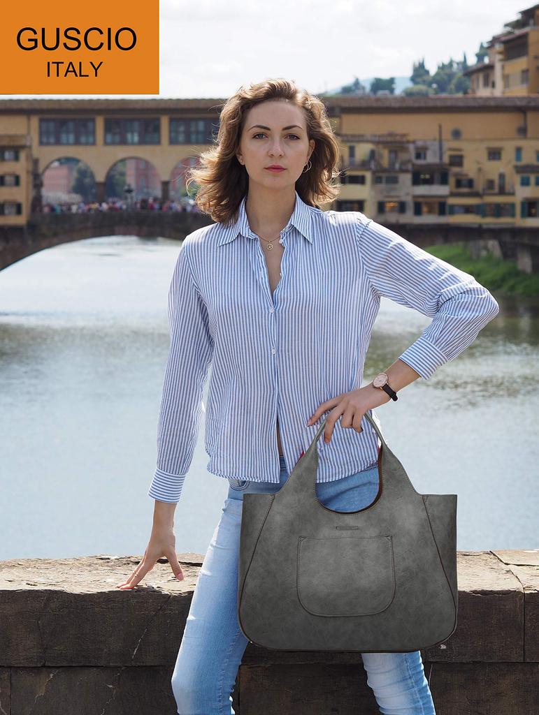 Magazine product 3WAY tote bag x shoulder set PU leather lightweight large capacity A4 compatible ladies 120486 [Guscio Basic] bag-in-bag (dark gray)