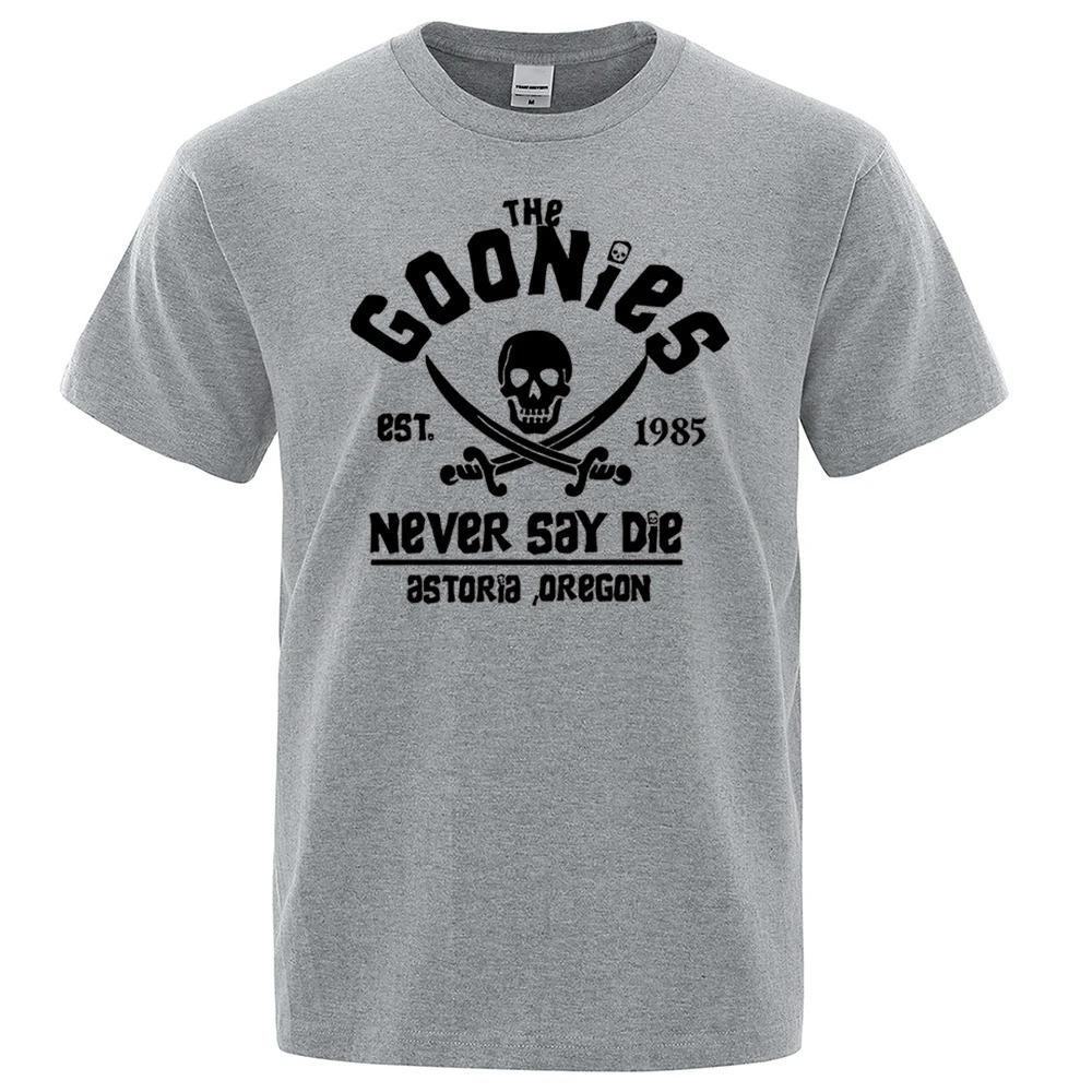 Men Oregon Pirate Flag Never Say Die Astoria Casual Tee Shirt Cotton Breathable Short Sleeve Brand Tops