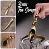 New Style Creative Tea Scoops Shovel Brass Copper Lotus Root Bamboo Tableware Coffee Spoon Pet Ceremony Ice Cream Spoon
