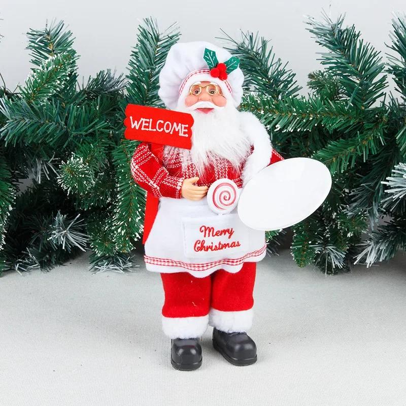 Christmas Chef Santa Gnome Doll Hanging Legs Sitting Figurine For Home Tabletop Xmas Holiday Party Decoration Ornament Gift