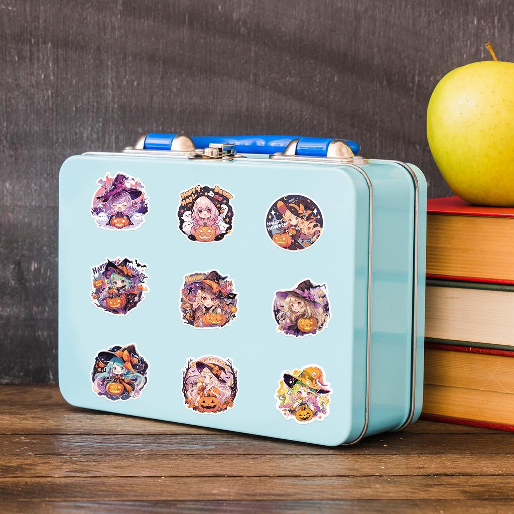 50 Cute Halloween Graffiti Stickers Mobile Phone Water Cup Stationery Box Decoration Stickers Waterproof Creative DIY Stickers