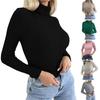Yousheng Women High Collar Bottoming Sweater Elastic Breathable Fabric Solid Color Knit Pullover Lazy Style Long Sleeve Slim Fit Sweater