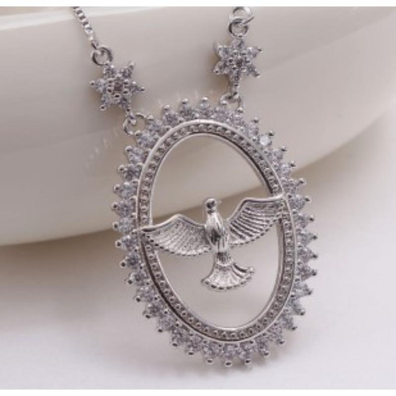 Holy Spirit Bird Women's Pendant Necklace Set with Zirconia Multi-color Decorative Necklace