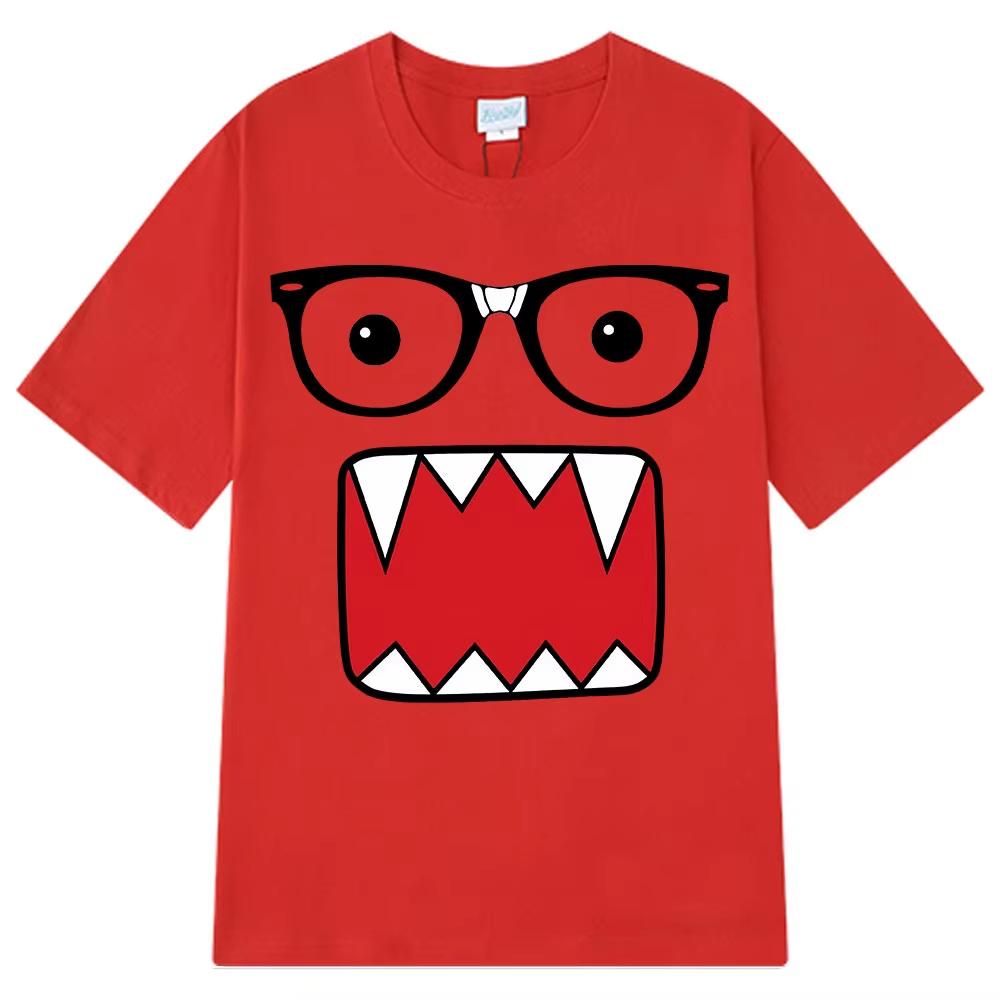 Domo Kun Lustiger Grafikdruck Unisex Lässiges Sommer-T-Shirt mit kurzen Ärmeln für Damen und Herren