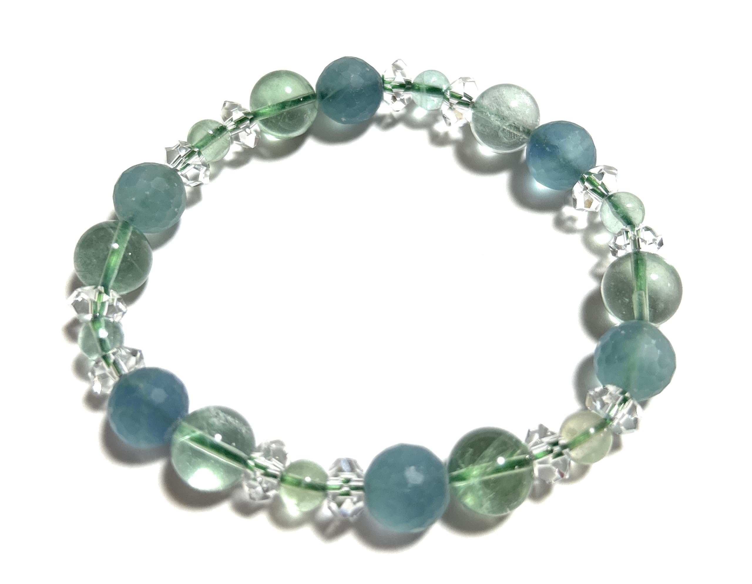 

Limited Time Limited Quantity April Amulet Bracelet Natural Stone Power Stone Bracelet Green Fluorite Crystal Inner 18cm Unisex Made in Japan This