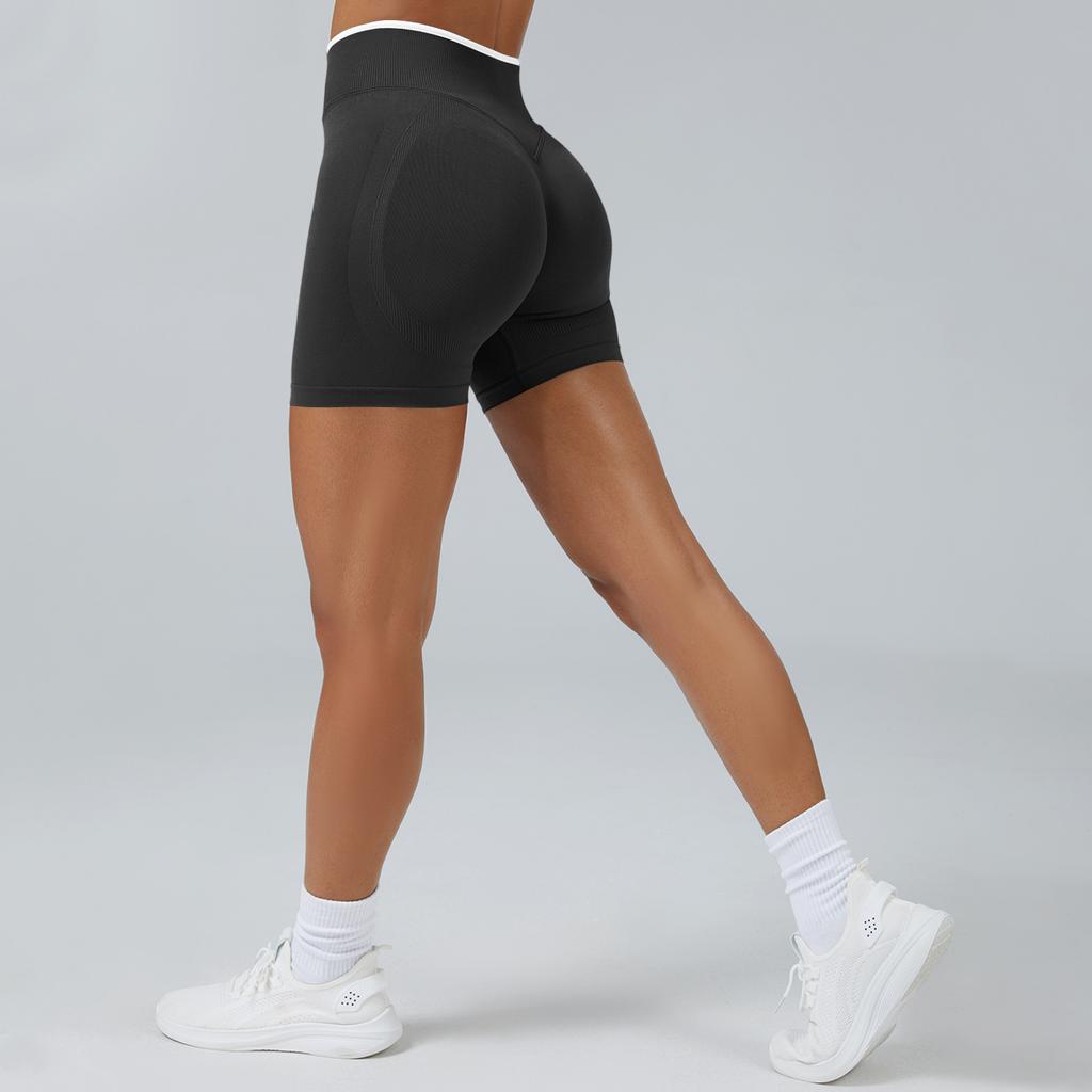 Women's Casual Hip,lifting Seamless Color Block Yoga Fitted Sports Shorts