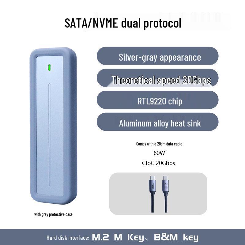 Niubenzhi Neng M.2 NVMe Portable SSD Enclosure, Dual Protocol 10Gbps, Aluminum Alloy for Efficient Heat Dissipation.