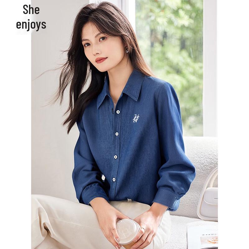 Women s Lyocell Long Sleeve Denim-Look Shirt M