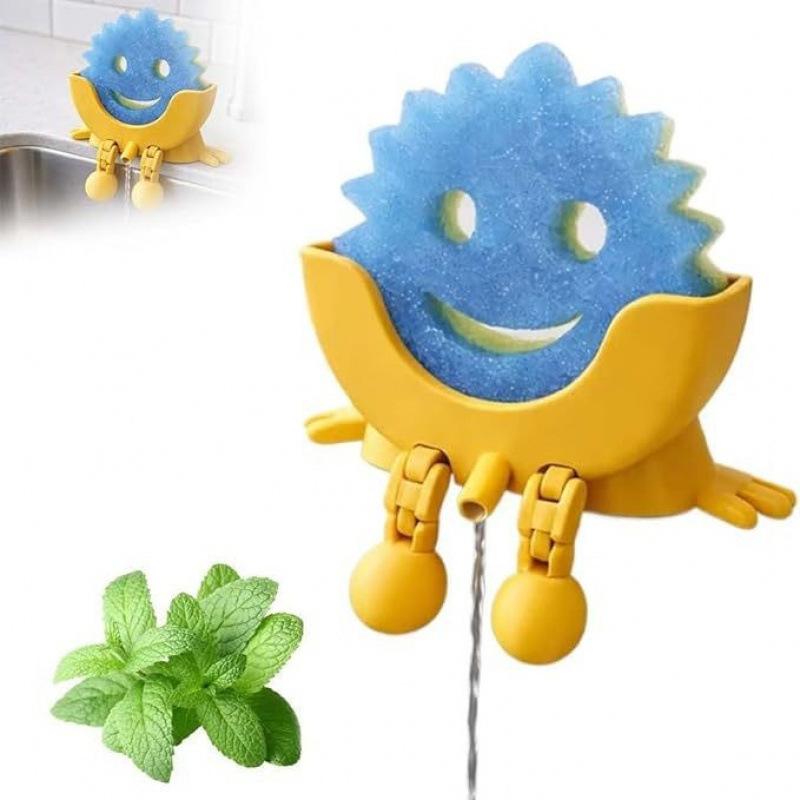 2026 New Creative Smiley Face Sponge Holder – 3D Printed with Drainage Holes & Support Legs,Kitchen Sink Countertop Storage Rack