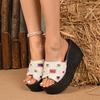 Plus Size 36-43 Casual Denim Strappy Sandals for Women 2025 Spring New Arrival Wedge Sandals