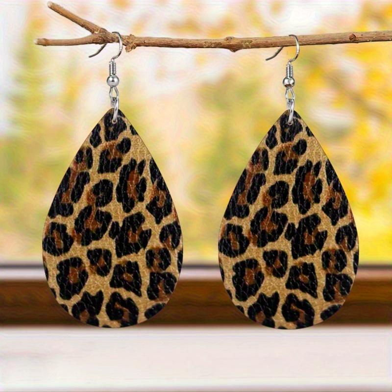 Creative Leopard Pattern PU Leather Earrings for Women Elegant Fashion Earring Accessories for Banquets, Parties, Mother's Day, Gifts