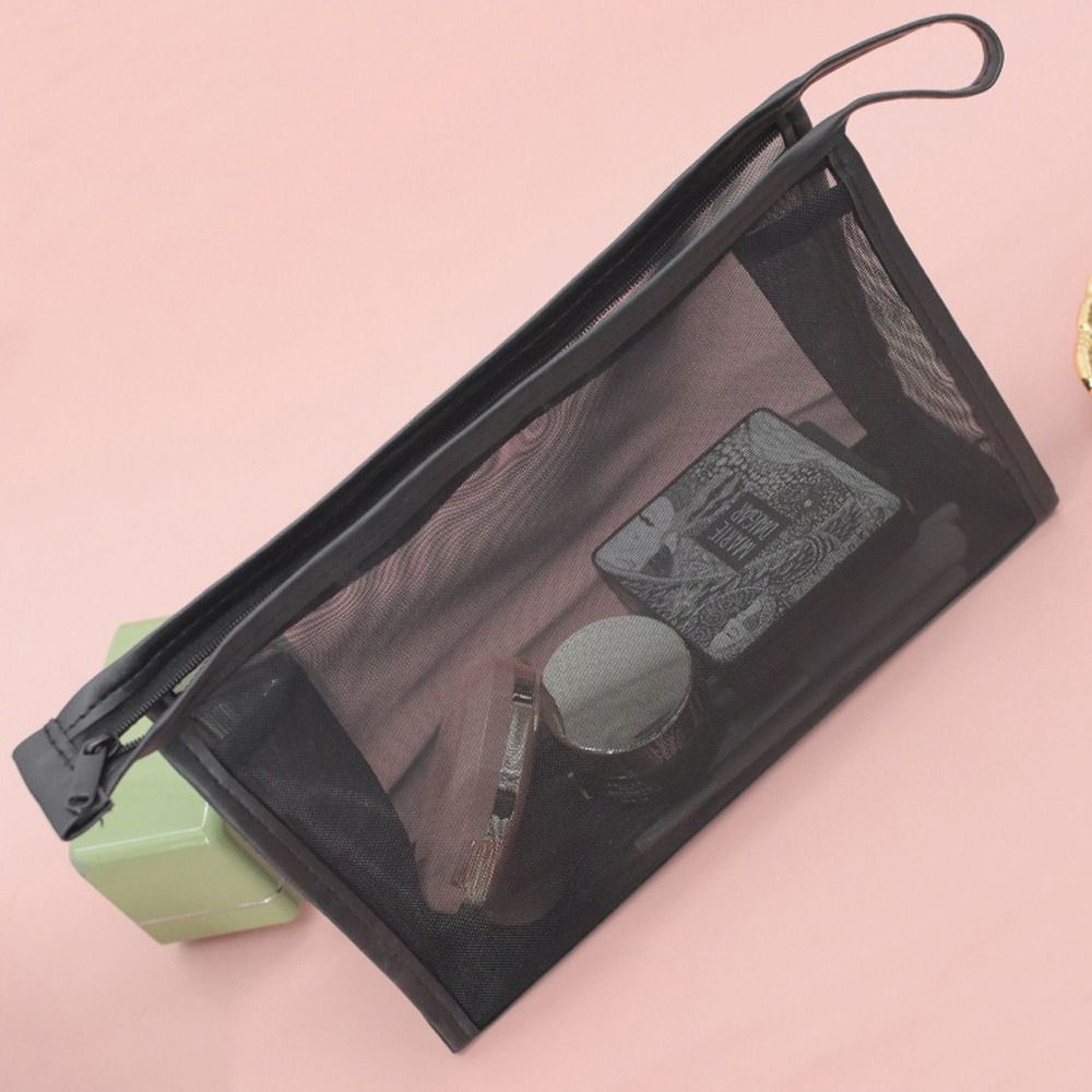 Popular Mesh Transparent Makeup Bag Large Capacity Simple Style Lipstick Storage Bag Portable Organization Bag Portable Travel