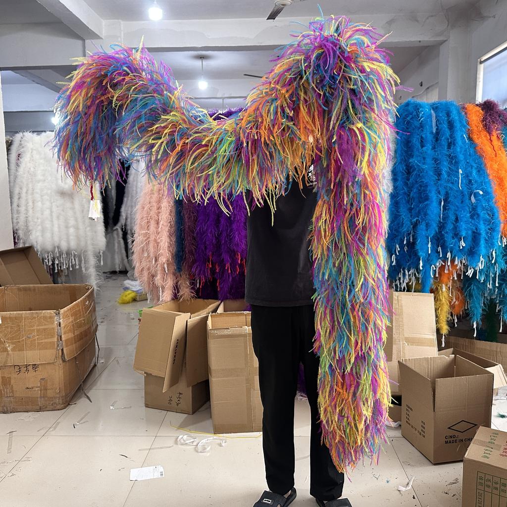 DIY Blau Natürliche Straußenfedern Boa Schal 1-20 Lagen Flauschige Federn Band Schal für Hochzeit Weihnachten Schal Röcke Nähzubehör