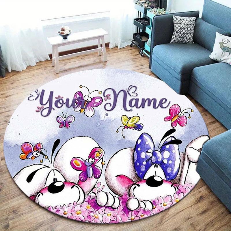 Diddl Custom Name Round Area Rug,Carpet Rug for Living Room Bedroom Sofa Playroom Decor,Non-slip Floor Mat