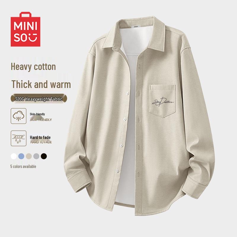 MINISO Men s Plush-lined Oxford Button-Up Shirt 2XL