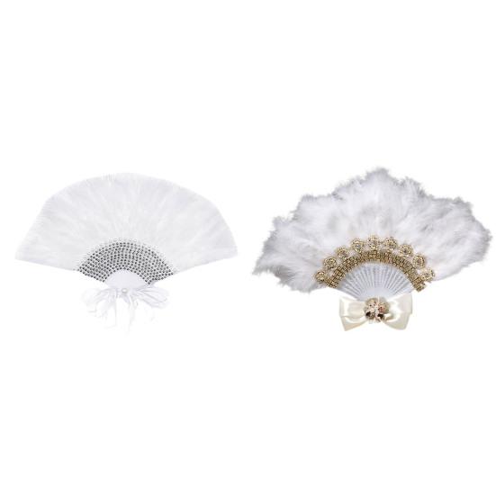 Fjærvifte Rhinestone Elegant Håndlaget Brud Håndholdt Vifte Sceneopptreden Dekorasjon Fotorekvisitt