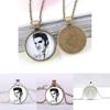 Gemstone Time Portrait Pendant Necklace Retro Glass Pendant Sweater Chain