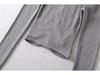 High Neck Pleated Design Waist-Cinching Long Sleeve T-Shirt for Women - Autumn/Winter