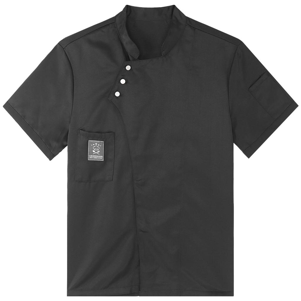 Unisex Stand Collar Chef Jacket for Restaurant Kitchen Uniforms Bakery Staff Durable Work Attire