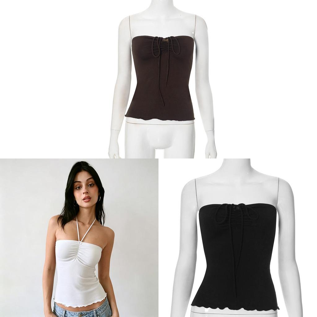 Summer Sleeveless Puff Sleeve Blouse With Ruffles For Women