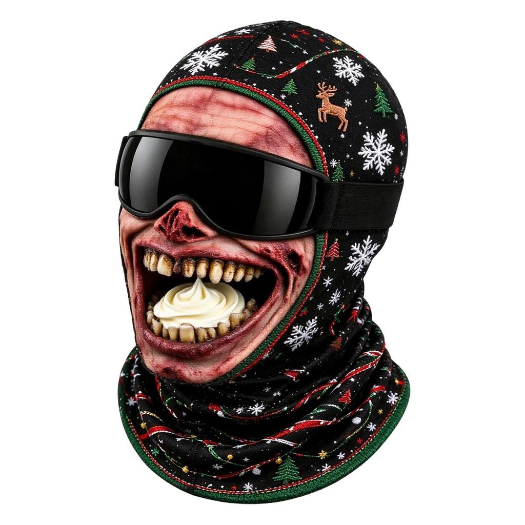 Maschera da sci integrale novità con stampa 3D di vecchio, antivento invernale per il freddo, occhiali da sole non inclusi