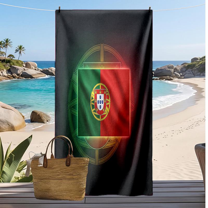 Portugal Fußball Print Strandtuch Schnelltrocknend Super Saugfähig Weiches Badetuch für Schwimmen Strand Reisen Fan Souvenir Geschenk
