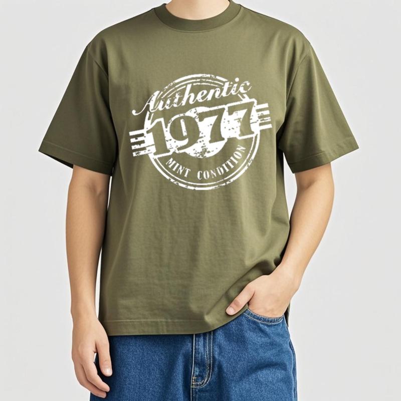 

Authentic 1977 Mint Condition Funny T-Shirt 40th Birthday Gift Novelty Present Men s Cotton Round Neck Short Sleeve Summer Tee 4XL
