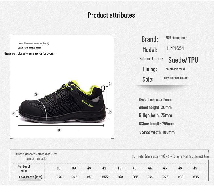 Qiangren Jihua 1651 Anti-Smash Puncture-Resistant Safety Shoes