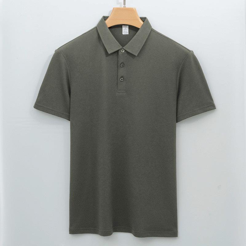 Outdoor Markless Neck T-shirt New Quick-drying Free Short-sleeved Rubber Pressing Shirt Collar Polo Shirt Men