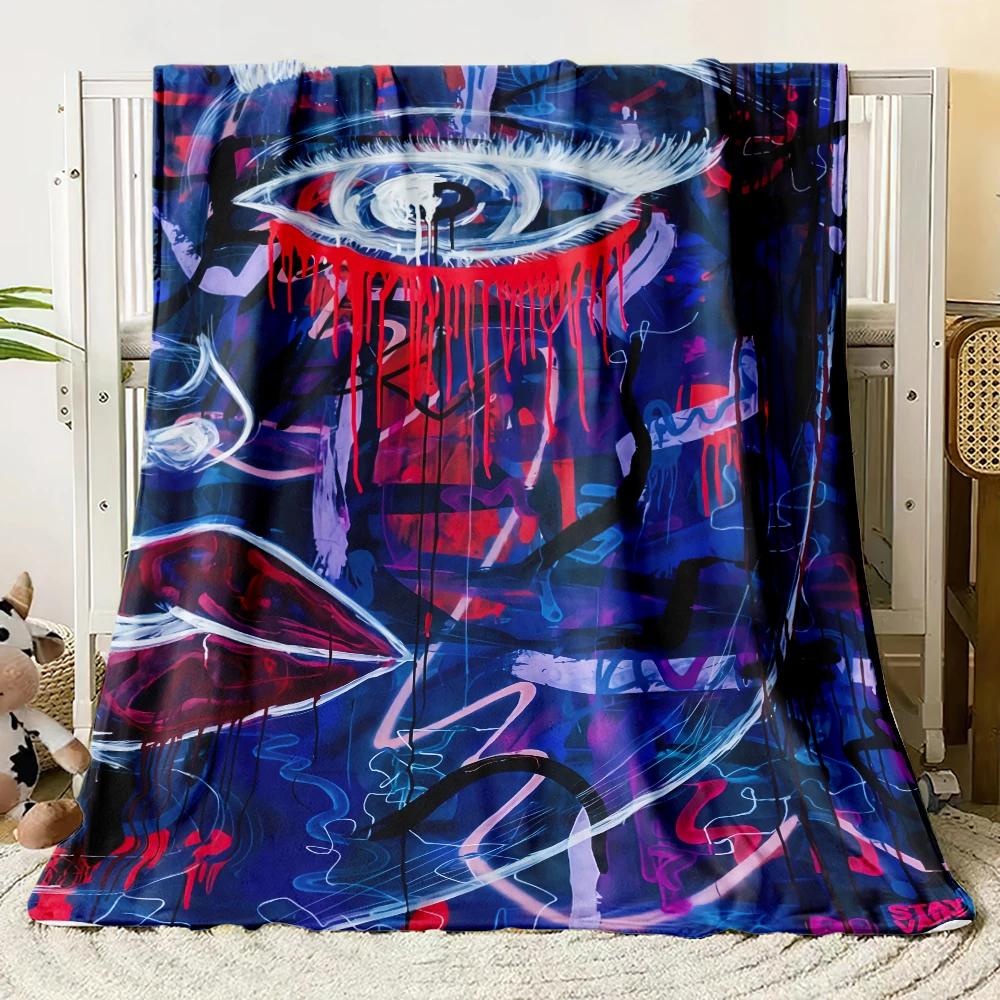 The Eye of The Demon Flannel Thin Blanket Soft Warm Blanket for Bedroom Living Room Bed Travel Camping Picnic Gift Customizable