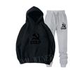 Fleece Hooded Loose Fit Hoodie+casual Sports Pants Letter Pattern Printed Fashionable Set