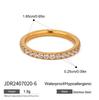 Uworld Vintage Classic 18K Gold Color Plated Black Drip Oil White Rhinestone Heart Open Rings Waterproof Stainless Steel Jewelry