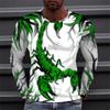 Spring and Autumn Round Neck Scorpion Pattern 3D Printed Top Fashionable Casual Long Sleeved Men's T-shirts