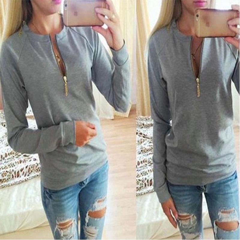 Elegant Women V Neck Casual Sweatshirt With Long Sleeves And Timeless Style