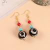 Boucles d'oreilles en agate perle dzi neuf yeux tibétaine design original boucles d'oreilles dent de tigre littéraires rétro boucles d'oreilles chinoises femmes