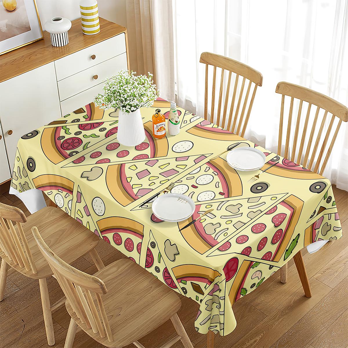 Pizza Tafelkleed Heerlijk Fast Food Patroon Tafelhoes Rechthoekig voor Keuken Woonkamer Eetkamer Huis Picknick Decoratie 70x70cm