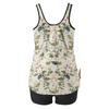 Zweiteiliger Tankini-Badeanzug für Damen mit Oberteil mit tropischem Aufdruck und schwarzer Hose, perfekt für Strand- und Poolaktivitäten