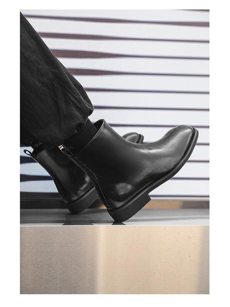 British-Style High-Top Chelsea Martin Boots with Side Zipper - Casual Leather, Autumn/Winter 2024